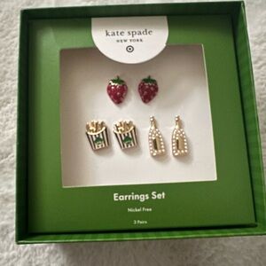 Kate Spade Strawberry, Popcorn, and Champagne Earrings Set